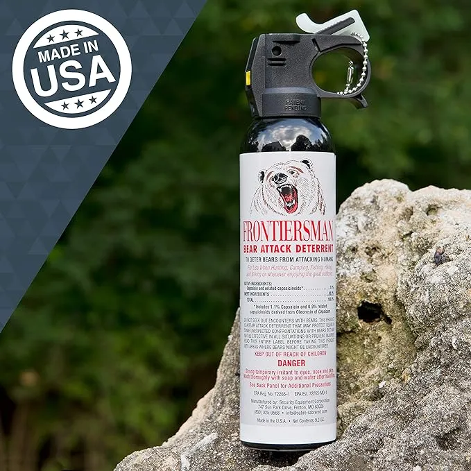 SABRE Frontiersman Bear Spray 9.2 oz (Holster Options & Multi-Pack Options) — Maximum Strength, Maximum Range & Greatest Protective Barrier Per Burst! — Effective Against All Types of Bears