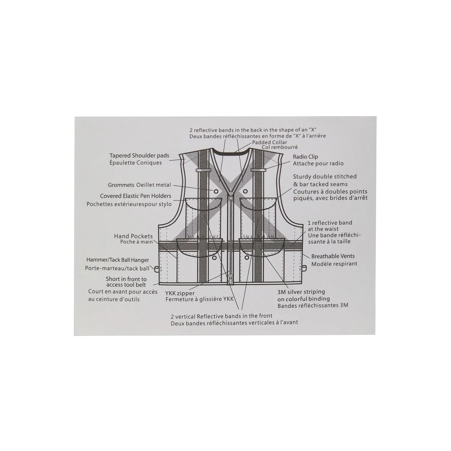 Safety Apparel X-Back Party Chief Summer Weight Survey Vest, Class 2 - Yellow