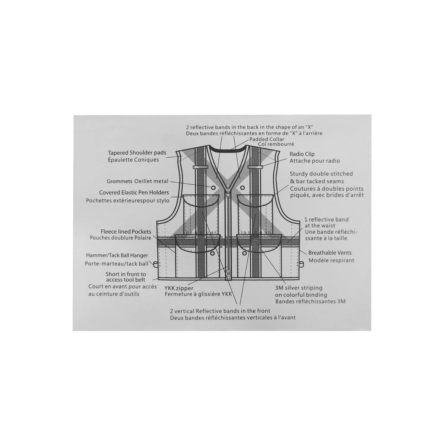 Safety Apparel X-Back Party Chief Survey Vest, Class 2 - Yellow