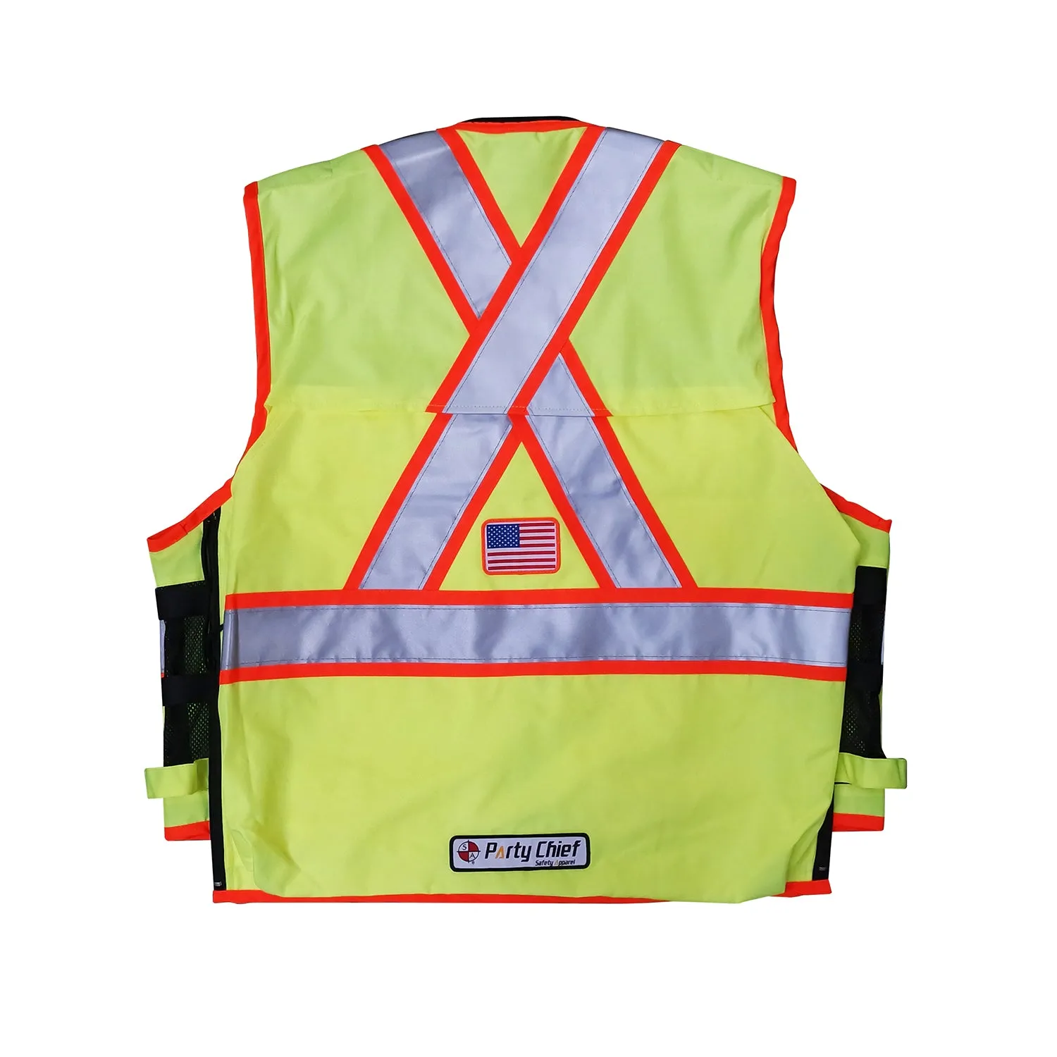 Safety Apparel X-Back Party Chief Survey Vest, Class 2 - Yellow