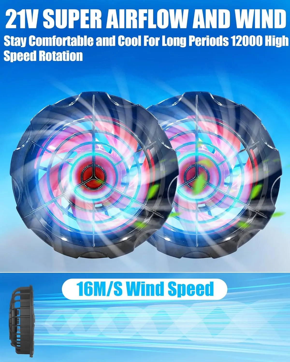 Safety Cooling Vest Jacket with 2 Fans - Men and Women 21V Air Conditioner Reflective Vests, With 20000mAh Battery
