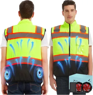 Safety Cooling Vest Jacket with 2 Fans - Men and Women 21V Air Conditioner Reflective Vests, With 20000mAh Battery