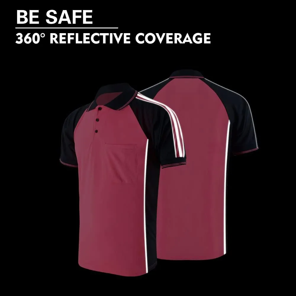 Safety Shirt High Visibility Short Long Sleeve Reflective Polo Shirts, Work T Shirts for Men Construction
