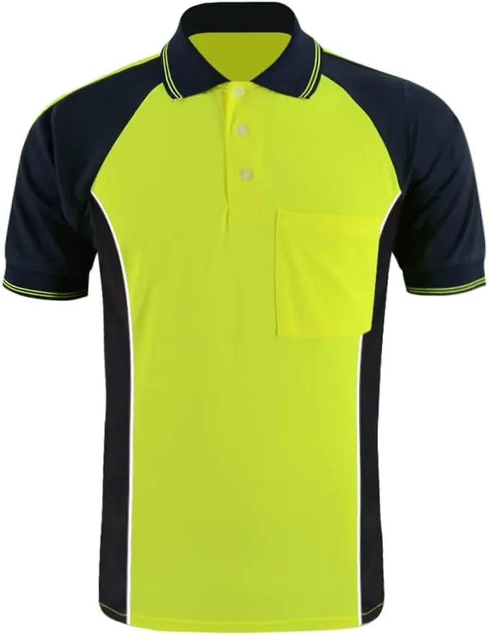 Safety Shirt High Visibility Short Long Sleeve Reflective Polo Shirts, Work T Shirts for Men Construction