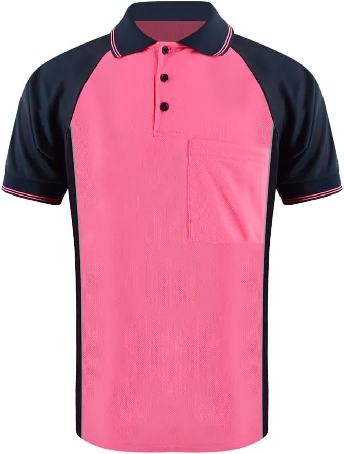 Safety Shirt High Visibility Short Long Sleeve Reflective Polo Shirts, Work T Shirts for Men Construction