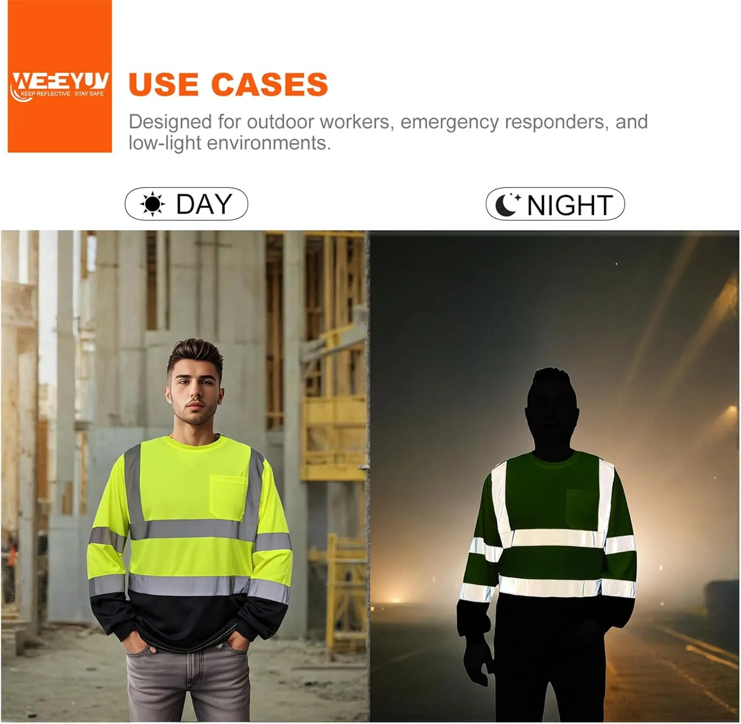 Safety Shirt Long Sleeve High Visibility Reflective Breathable T Shirt for Work Warehouse Construction Class 3