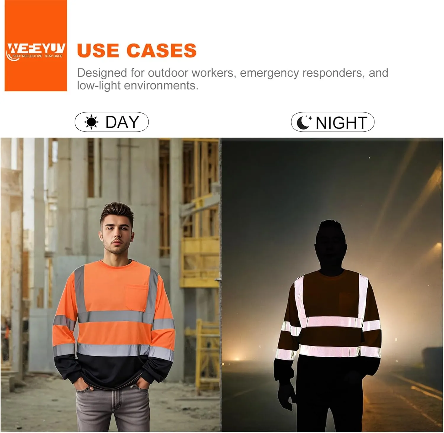 Safety Shirt Long Sleeve High Visibility Reflective Breathable T Shirt for Work Warehouse Construction Class 3