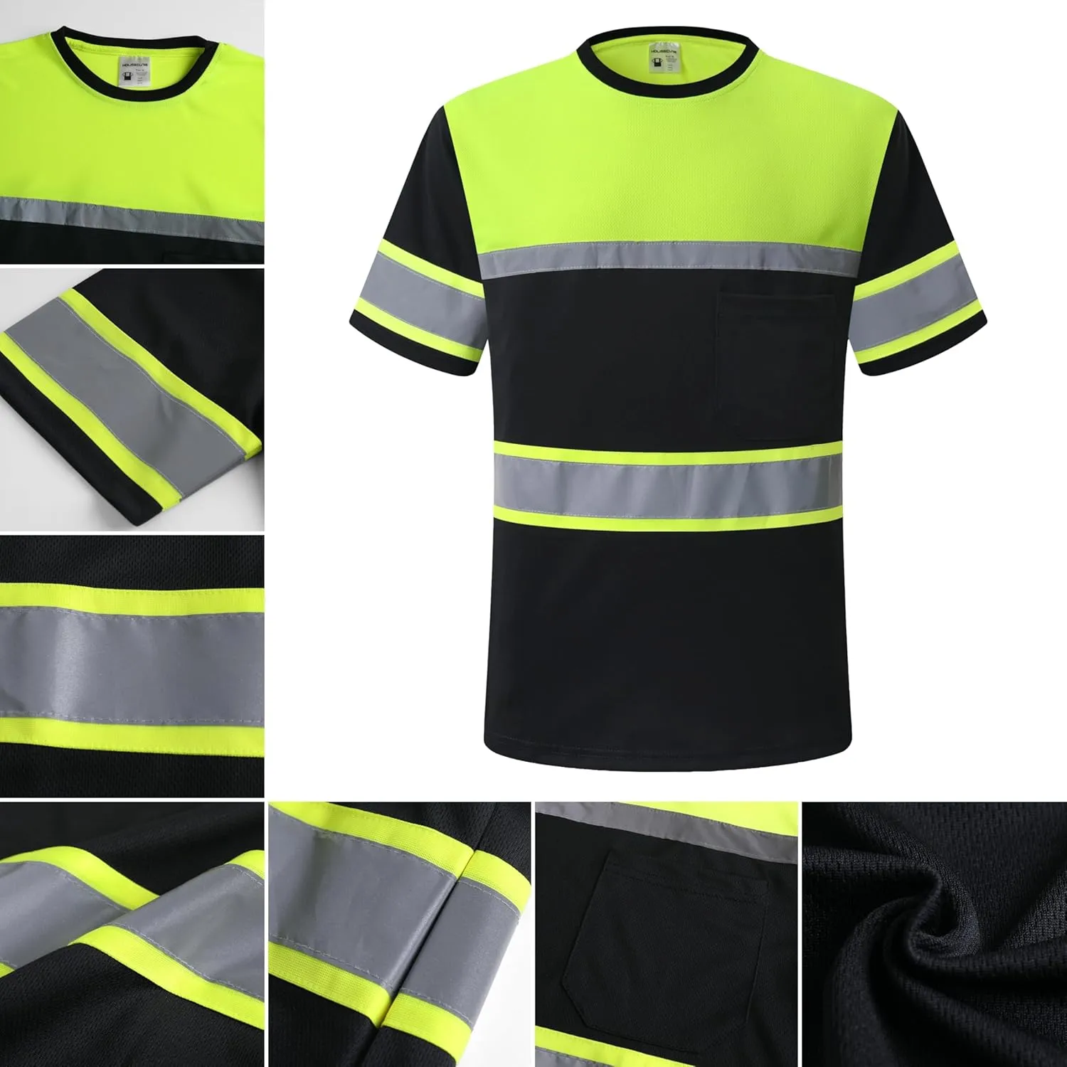 Safety Shirts for Men,High Reflective Men Polo Shirts with Pocket,Short Sleeve Workwear Breathable