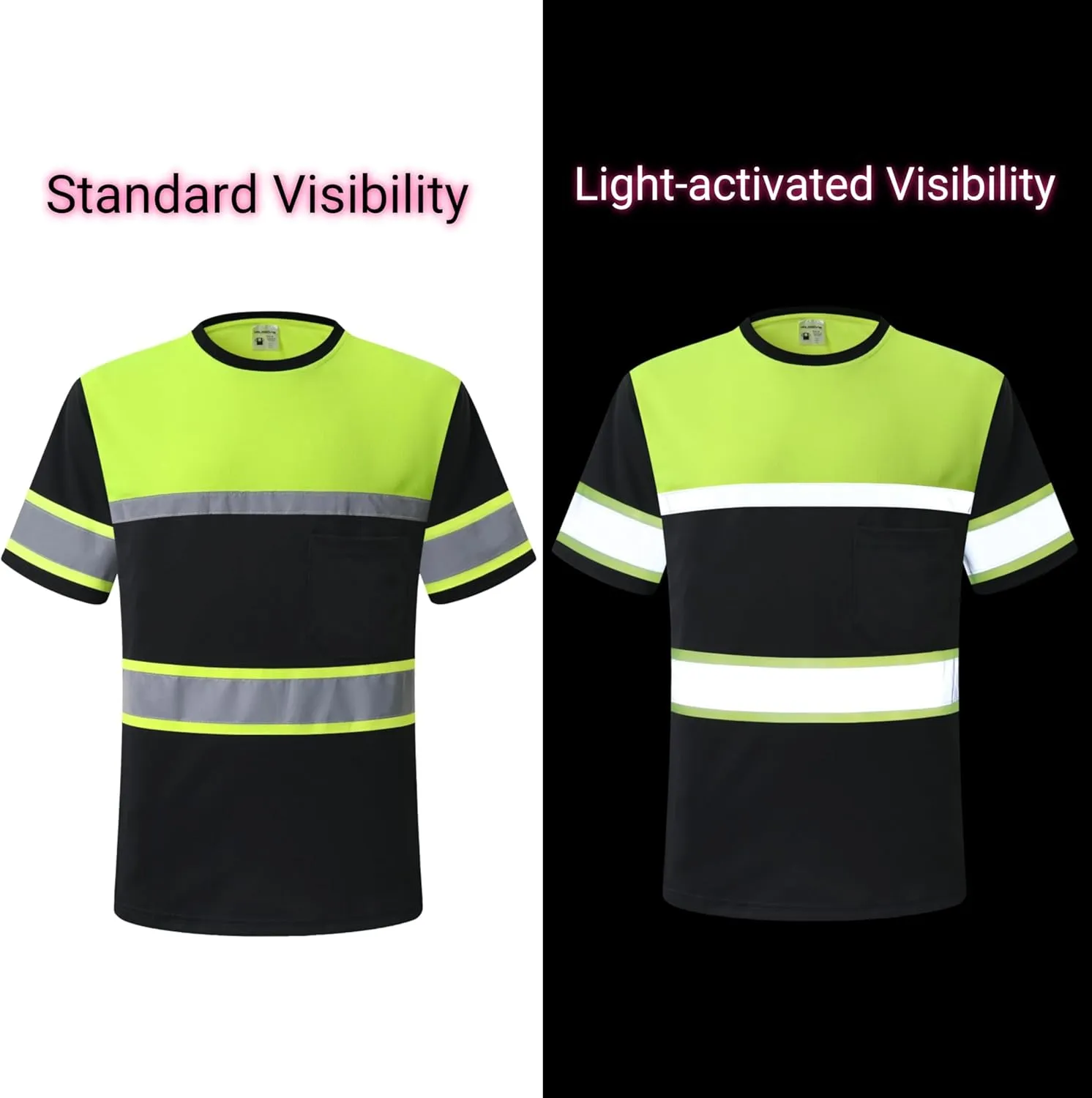 Safety Shirts for Men,High Reflective Men Polo Shirts with Pocket,Short Sleeve Workwear Breathable