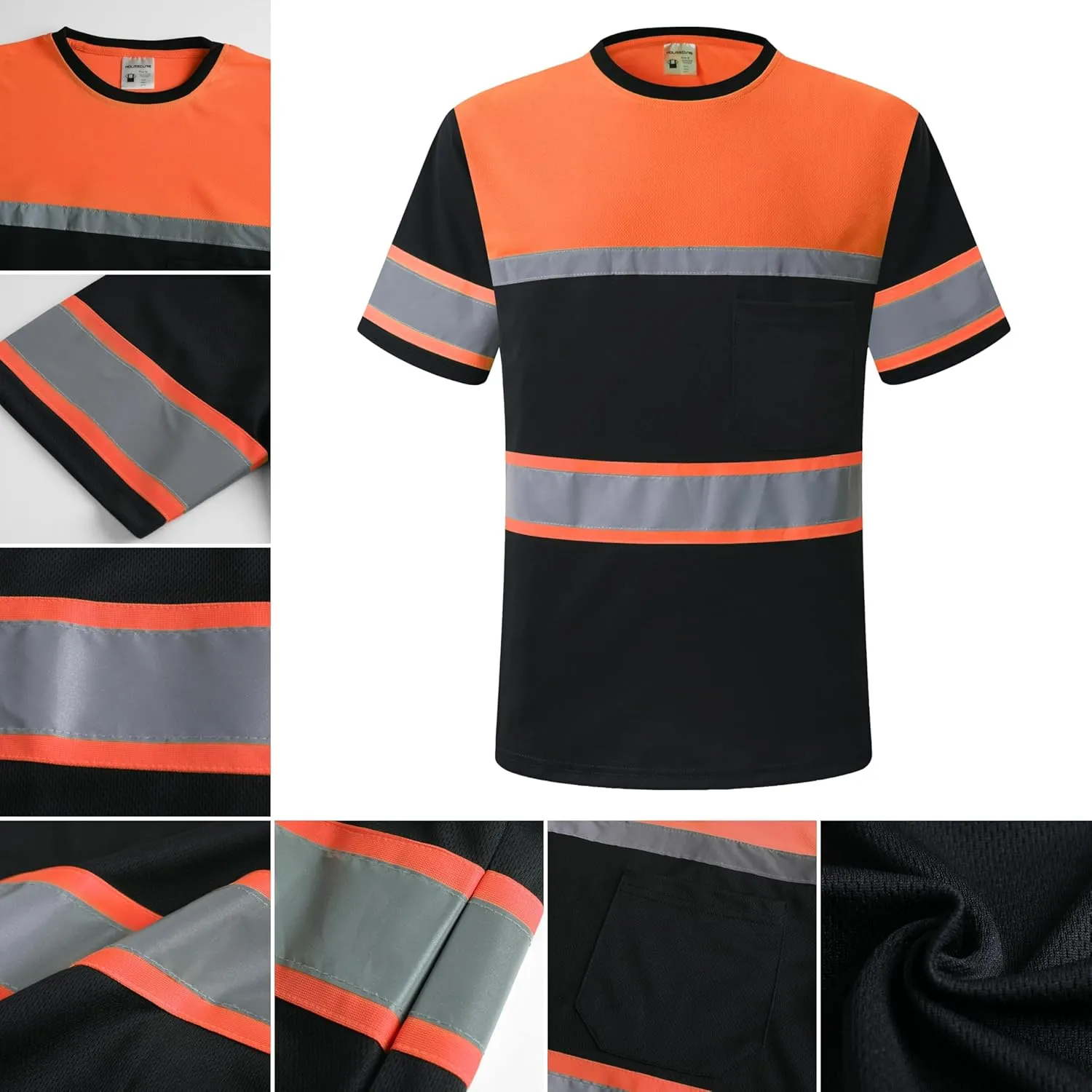 Safety Shirts for Men,High Reflective Men Polo Shirts with Pocket,Short Sleeve Workwear Breathable