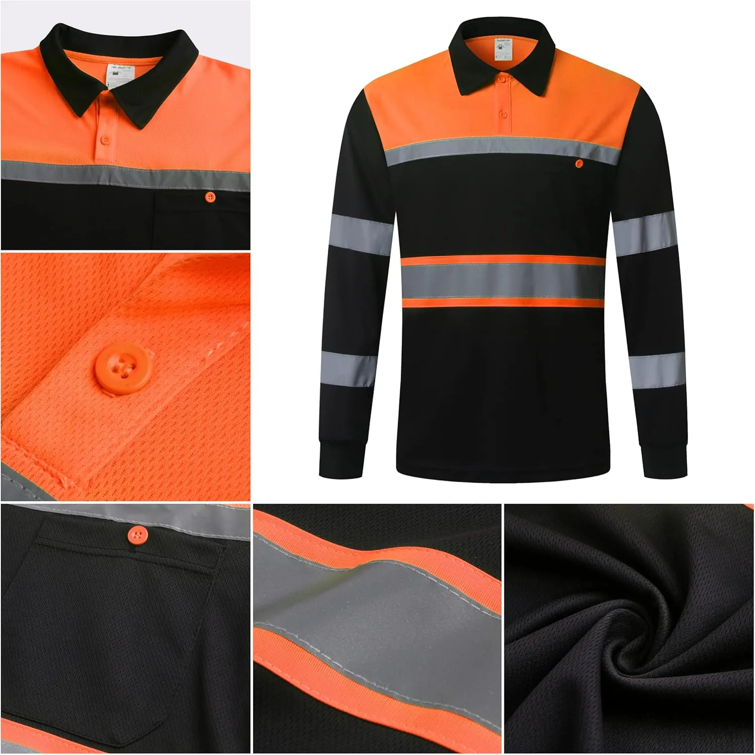 Safety Shirts for Men,High Reflective Men Polo Shirts with Pocket,Short Sleeve Workwear Breathable