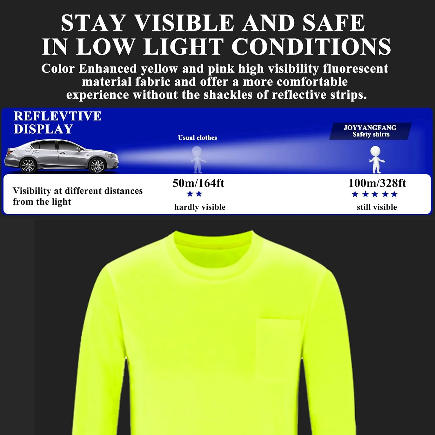 Safety T Shirts High Visibility Hi Vis Long Sleeve Performance Athletic T-Shirts Multipack