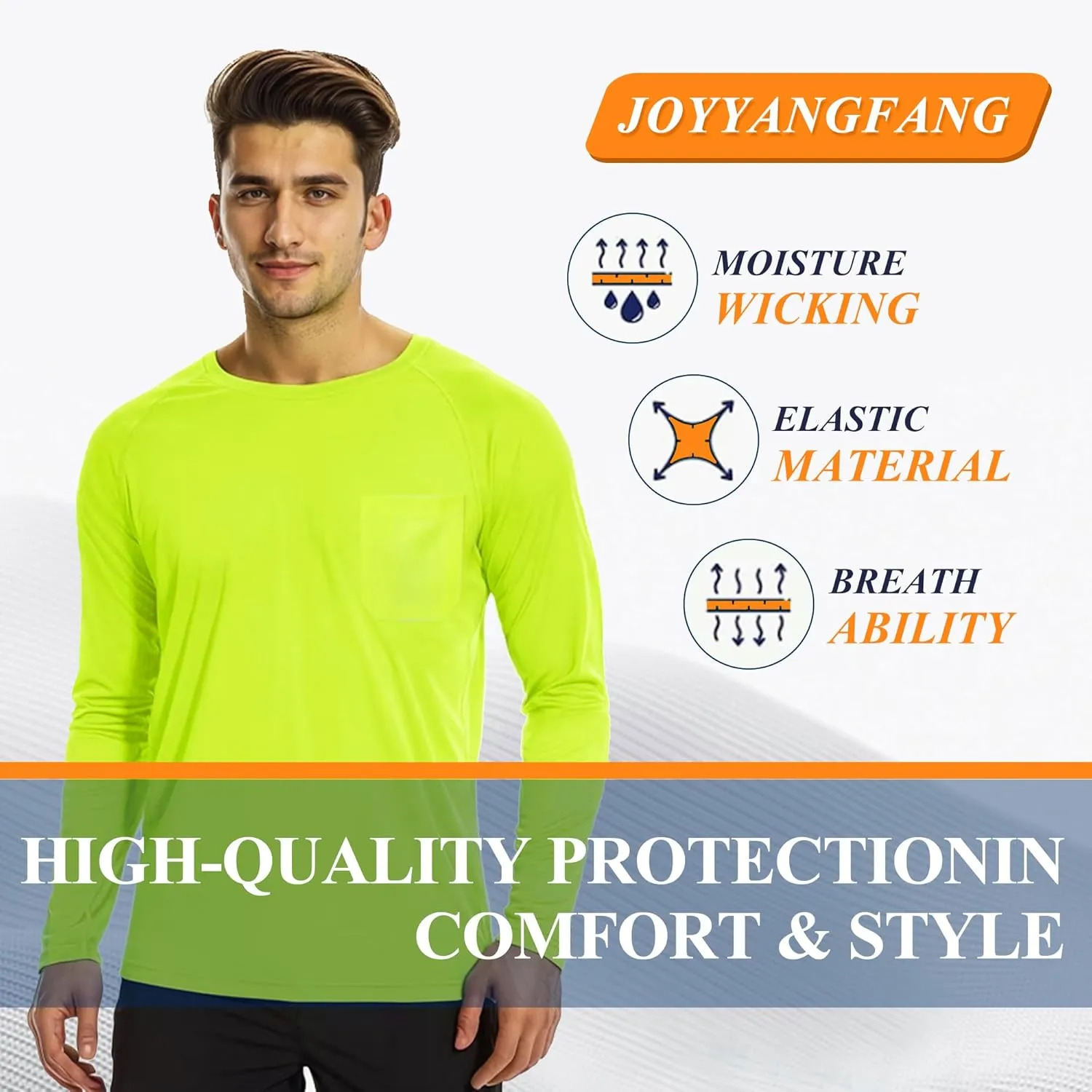 Safety T Shirts High Visibility Hi Vis Long Sleeve Performance Athletic T-Shirts Multipack