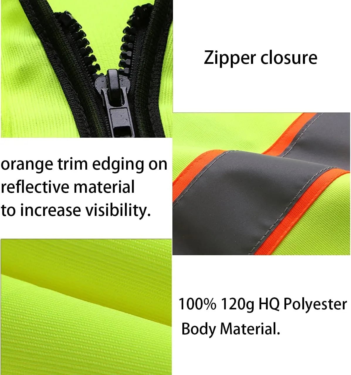 Safety Vest Customize Logo with 5 Pockets & Zipper Reflective High Visibility Vest Class 2 Outdoor Workwear