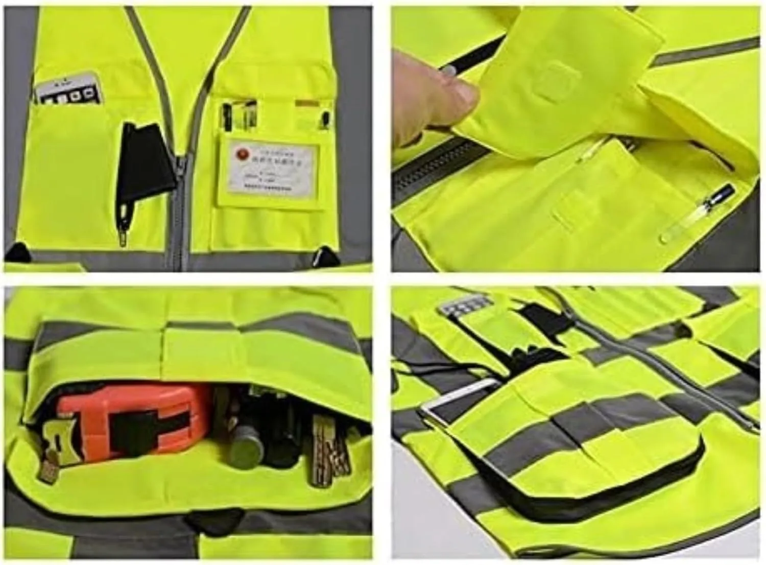 Safety Vest Reflective High-visibility Reflective Safety Vest Riding WorkSafety Vests For Men Women Reflective Equipment(Black,X-Large)