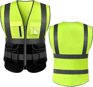 Safety Vest Reflective High-visibility Reflective Safety Vest Riding WorkSafety Vests For Men Women Reflective Equipment(Black,X-Large)