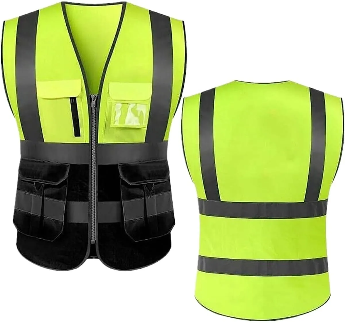 Safety Vest Reflective High-visibility Reflective Safety Vest Riding WorkSafety Vests For Men Women Reflective Equipment(Black,X-Large)