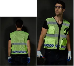 Safety Vest Safety Vests Reflective Vest High Visibility Warning Fluorescent Multi Pockets Security Guard Traffic Reflection Clothes Reflective Vest Night Running Vest