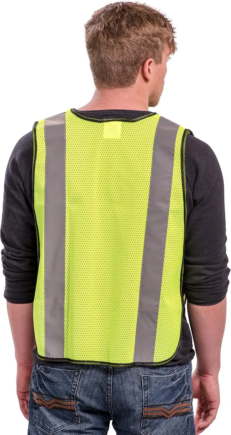Safety Vest with High Visibility - 2 Inch Reflective Strips, Bright Neon Yellow, Breathable Polyester Mesh Fabric, ANSI ISEA Class Unrated, Hi Viz All Day and Night (10 Pack - XL-XXXL)