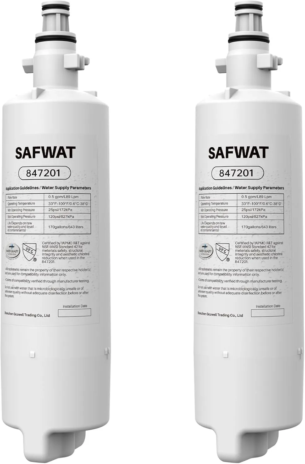 SAFWAT 847201 Replacement for Fisher & Paykel 847201 Refrigerator Water Filter (2 Pack)