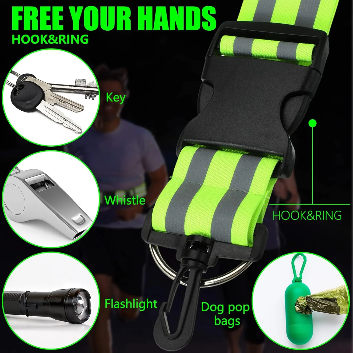 Saintrygo Reflective Sash Running Gear High Visibility Safety Reflective Jacket Adjustable Sash for Walking Cycling at Night