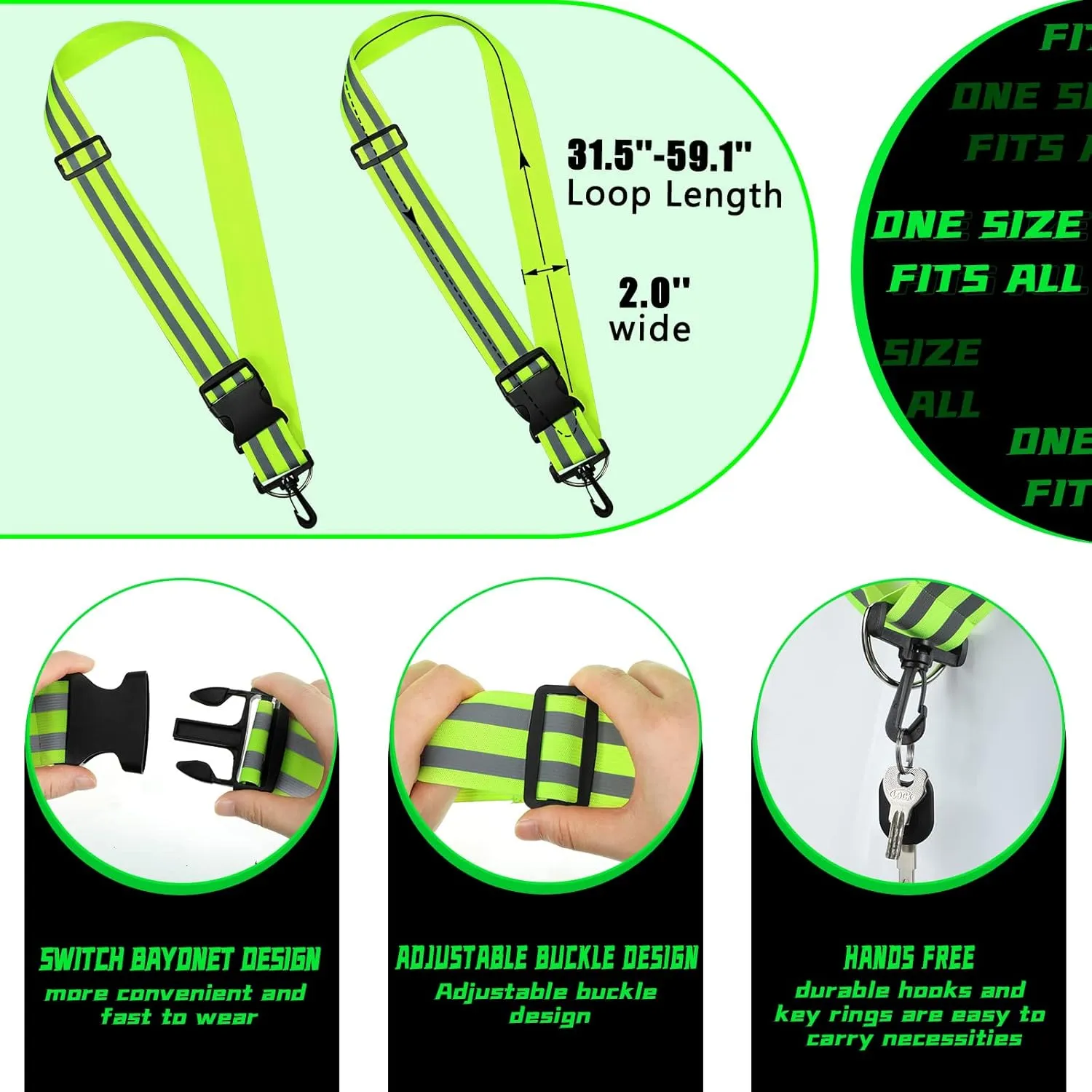 Saintrygo Reflective Sash Running Gear High Visibility Safety Reflective Jacket Adjustable Sash for Walking Cycling at Night