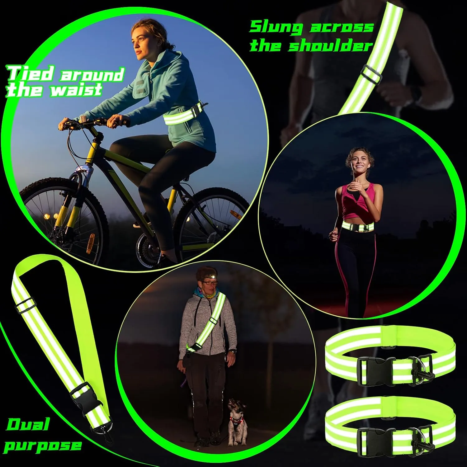 Saintrygo Reflective Sash Running Gear High Visibility Safety Reflective Jacket Adjustable Sash for Walking Cycling at Night
