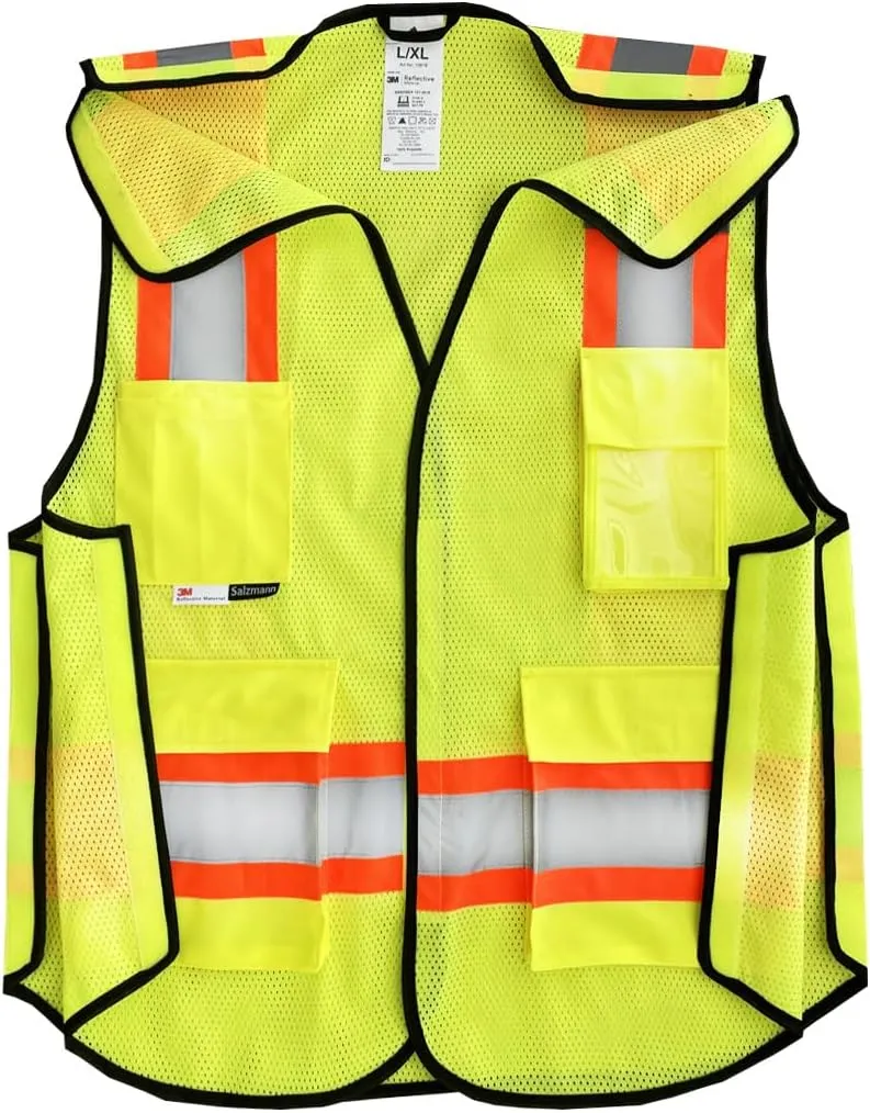 Salzmann Multi-Pocket Safety Vest - High Visibility 5-Point-Breakaway Vest - Made with 3M Reflective Material