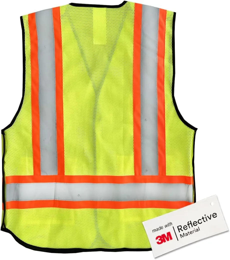 Salzmann Multi-Pocket Safety Vest - High Visibility 5-Point-Breakaway Vest - Made with 3M Reflective Material