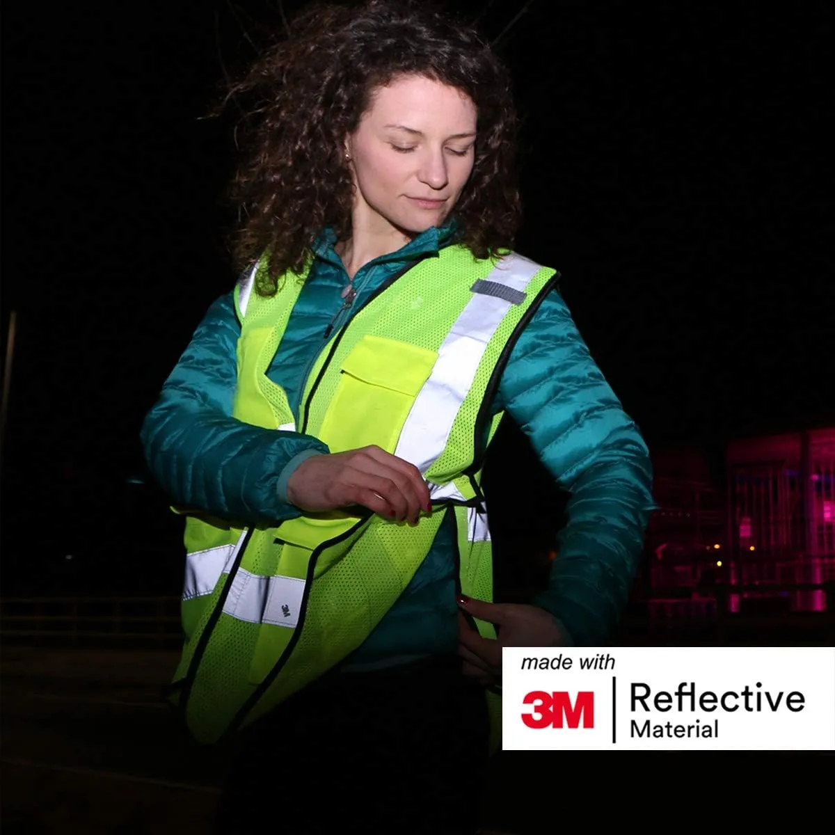 Salzmann Multi-Pocket Safety Vest - High Visibility 5-Point-Breakaway Vest - Made with 3M Reflective Material