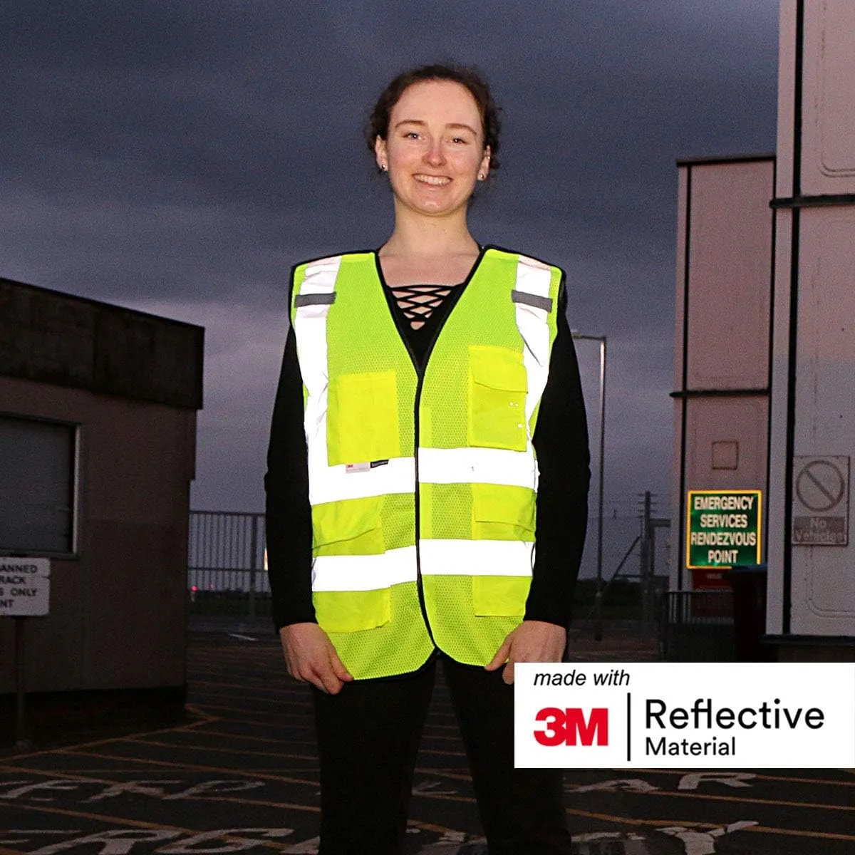 Salzmann Multi-Pocket Safety Vest - High Visibility 5-Point-Breakaway Vest - Made with 3M Reflective Material