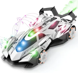 SASBSC Remote Control Car Toy for Boys Age 8-12, 1:12 Scale Gold Lambo Toy with 360°Rotating Drifts Cars Colorful Lights、Spray& Musics, Speed 10-12km/h RC Race Toy Cars for Boys Girls Birthday