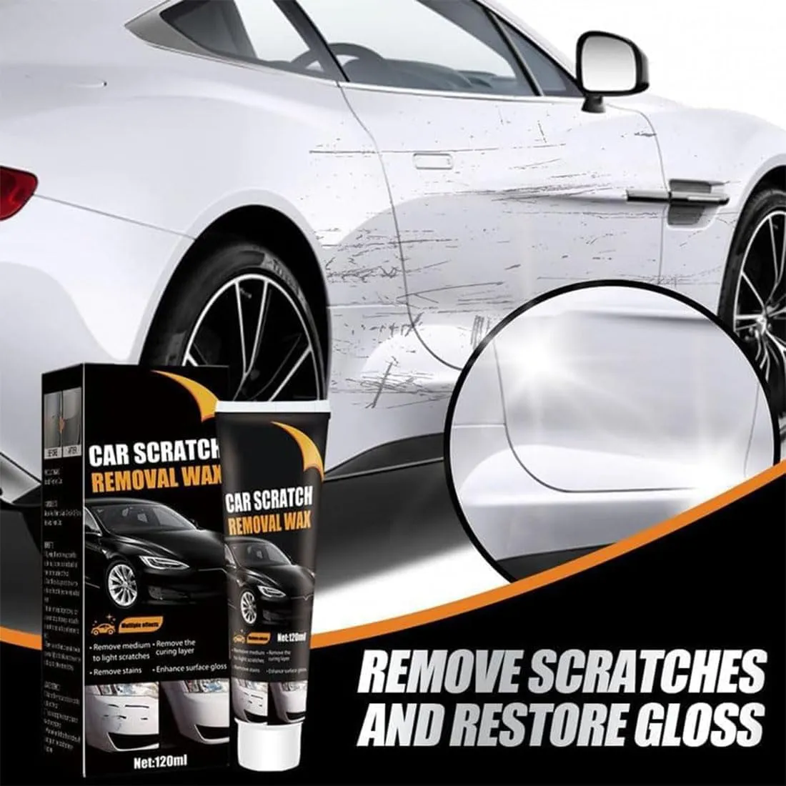 Scratch Repair Wax for Car, 2024 New Formula - Car Scratch Repair Paste, Nano Sparkle Cloth Car Scratch Remover, Car Scratch Remover For Deep Scratches (2Pcs)