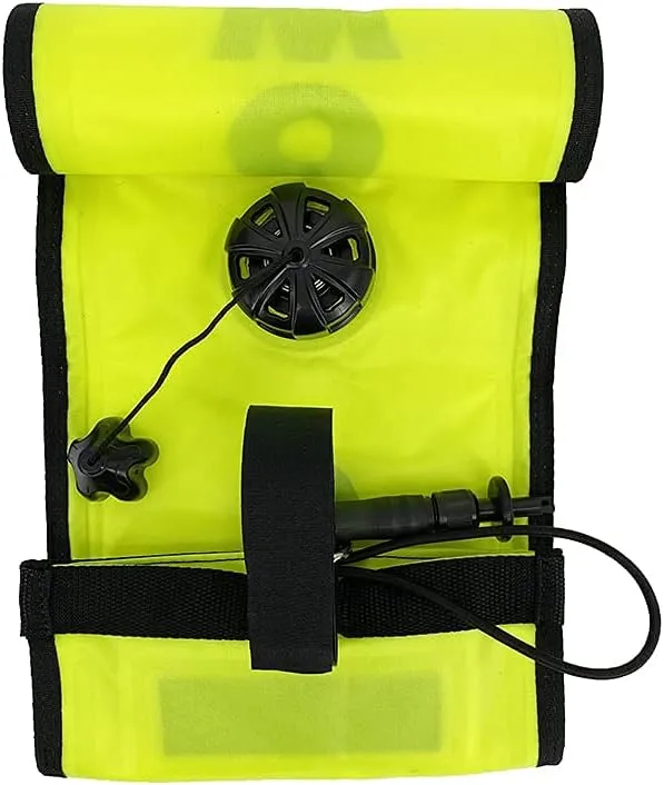 Scuba Diving Inflatable Safety Surface Marker Buoy, Heavy Lead at The Bottom, Reflective Strips on The top