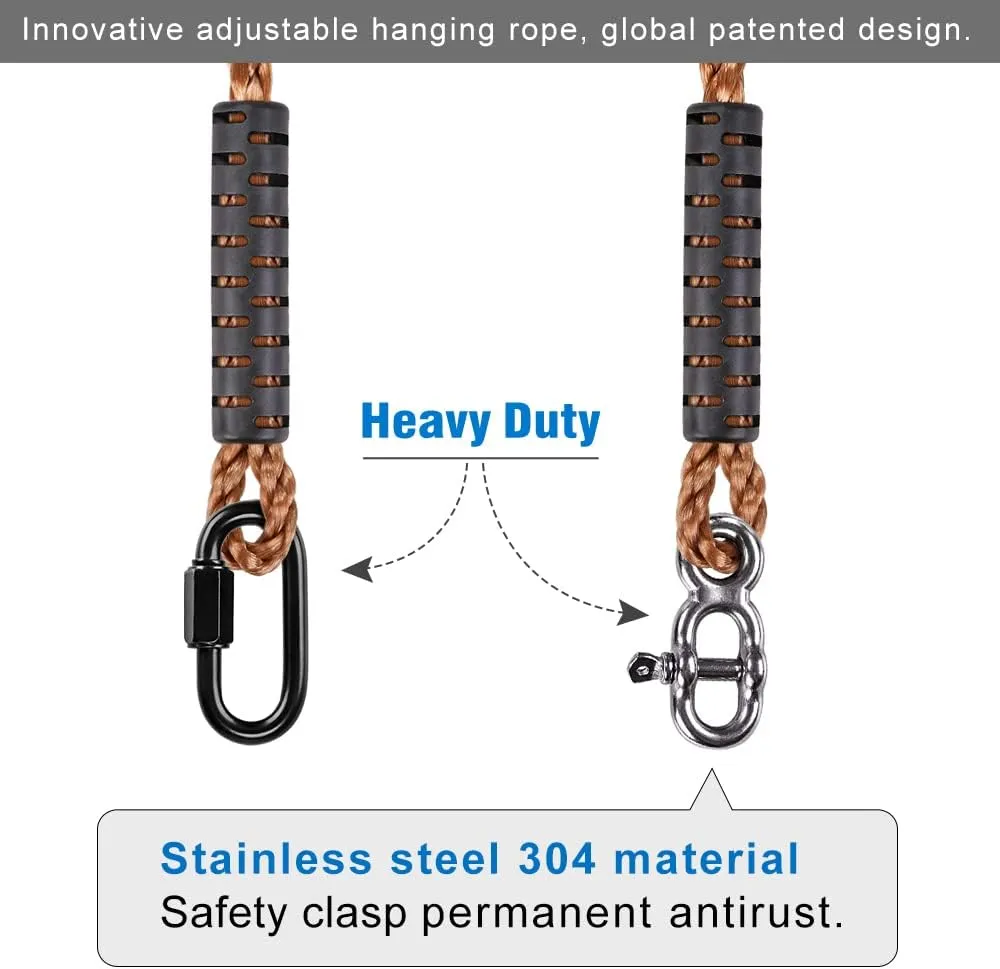 SELEWARE Tree Swing Ropes Hammock Chair Straps Hanging Kit, Length Adjustable Nylon Rope Holds to 1000lbs, Perfect for Playground Set, Children Swing, Outdoor Swing Hanging Straps, 2 Pack 80inch