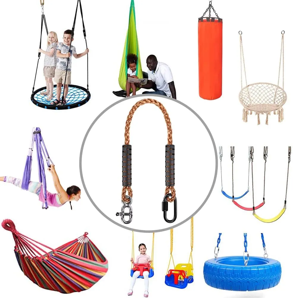 SELEWARE Tree Swing Ropes Hammock Chair Straps Hanging Kit, Length Adjustable Nylon Rope Holds to 1000lbs, Perfect for Playground Set, Children Swing, Outdoor Swing Hanging Straps, 2 Pack 80inch