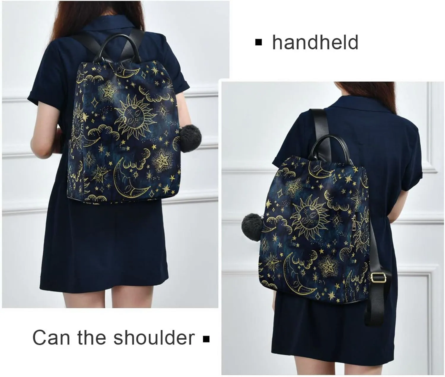 senya Fashion Backpack Purse for Women, Sun Moon Boho Cosmos Astrology Backpack Shoulder Bag for Women