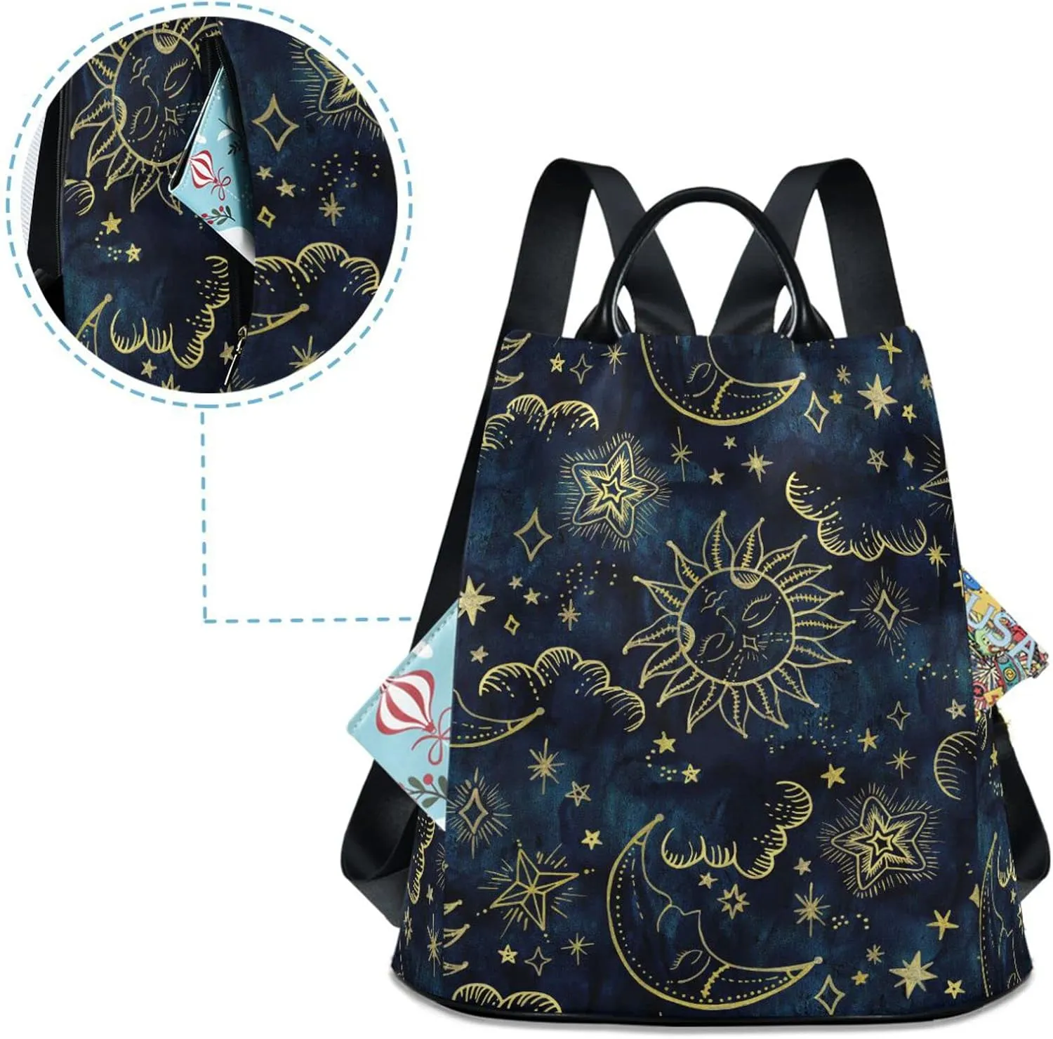 senya Fashion Backpack Purse for Women, Sun Moon Boho Cosmos Astrology Backpack Shoulder Bag for Women