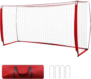 SHANTRA Soccer Goal, 12x6FT Easy Setup with Metal Base, Portable Net for Teens/Adults, Large Training Goal with Carry Bag