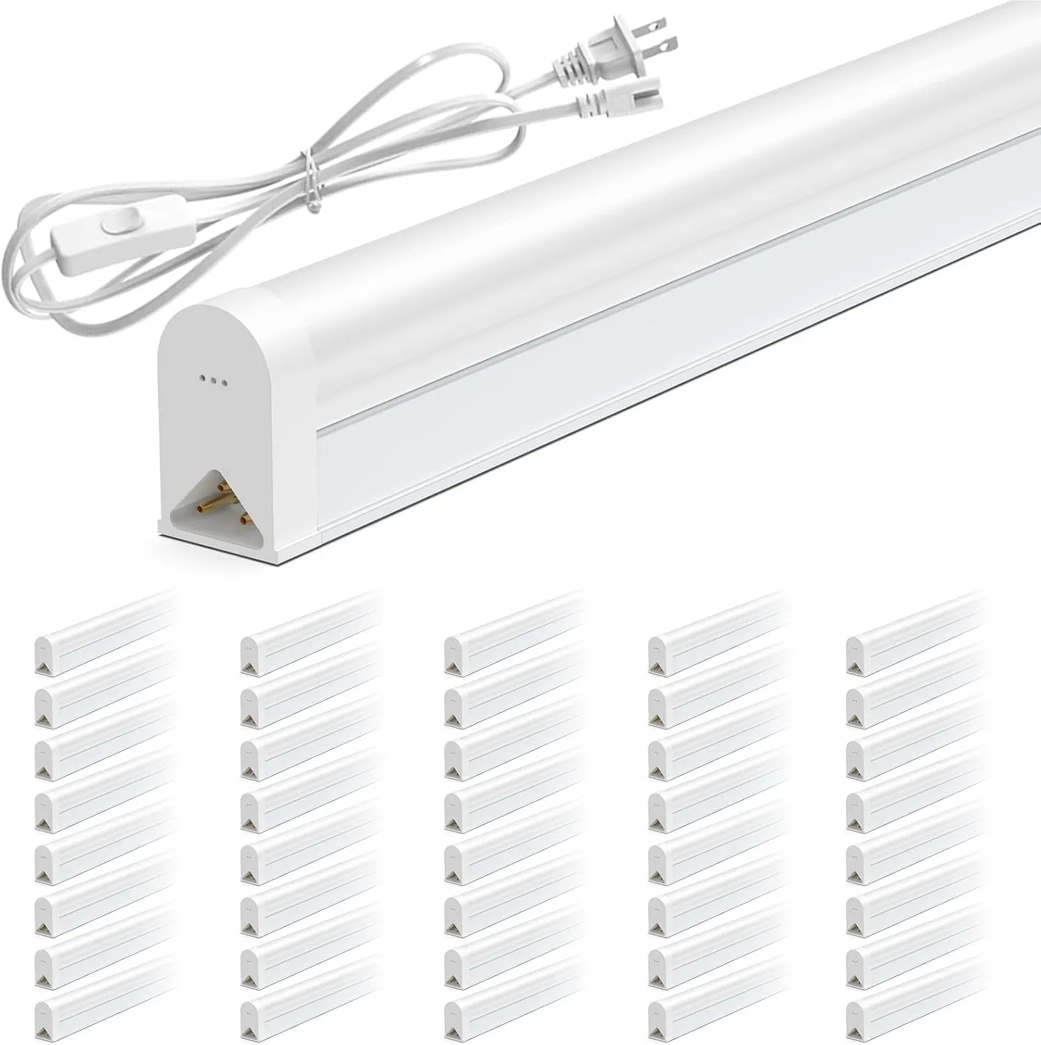 SHINESTAR 40 Pack LED Shop Lights Linkable, 4FT, 6500K Super Bright White, 18W 1800LM, T5 Integrated Single Fixture for Garage, Workshop and Ceiling, Corded Electric with ON/Off Switch