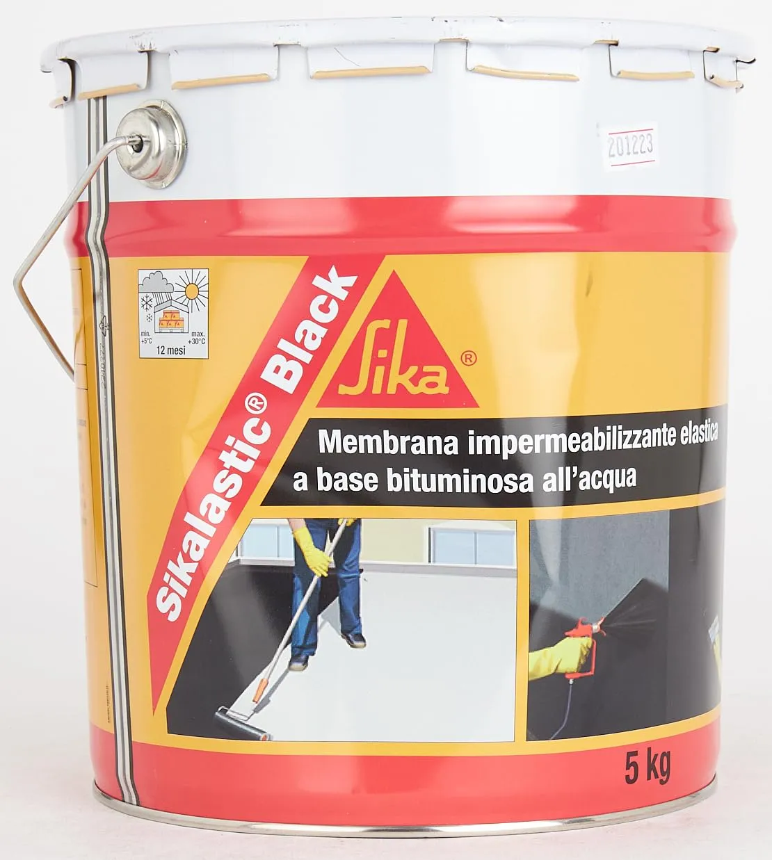 Sika - Sikalastic Black, Nero - Bituminous Waterproofing Membrane - Resistant to Atmospheric Agents and Water Stagnation - 5 kg tin