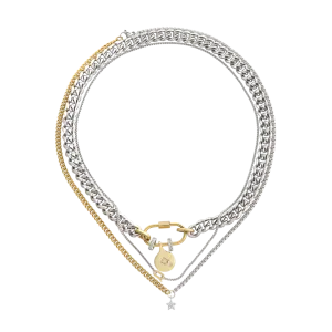 SLEEK CARABINER COSMIC LAYERED NECKLACE SET