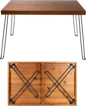 Sleekform Wooden Folding Dining Table for 4 - with Collapsible Hairpin Legs - 4 ft Portable Small Foldable Dining Room Table for Farmhouse Kitchen and Small Spaces - Walnut