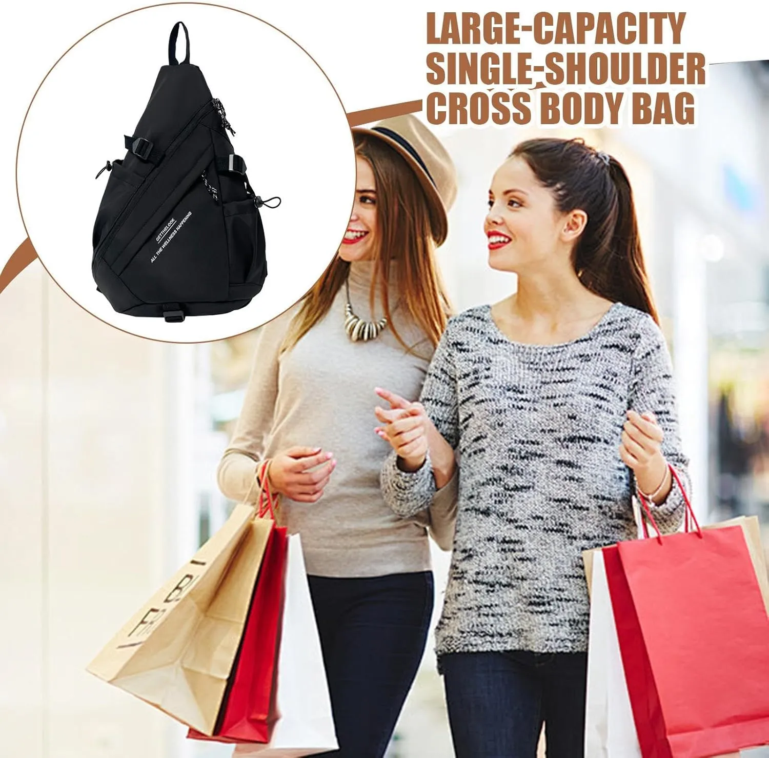 Sling Backpack - Casual Pack for Students | Shoulder Bag Travel Hiking Daypack | Stylish Sports Style Chest Pack for Camping Hiking Fitness, Large Capacity Sling Daypack