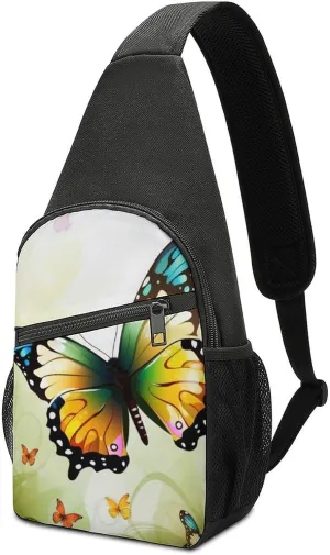 Sling Backpack for Women Men Crossbody Chest Bag Travel Beautiful Butterfly Daypack Shoulder Bag for Hiking
