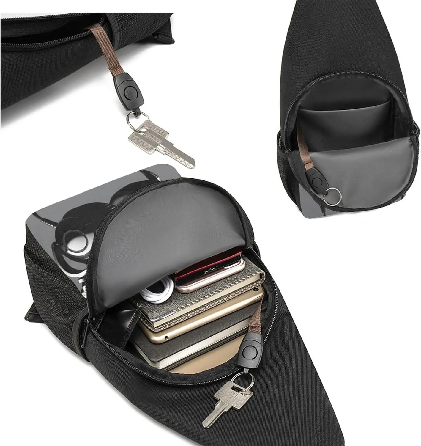 Sling Bag Backpack for Men Women Crossbody Headphones Chest Bag Crossbody Bag for Travel Sport Running
