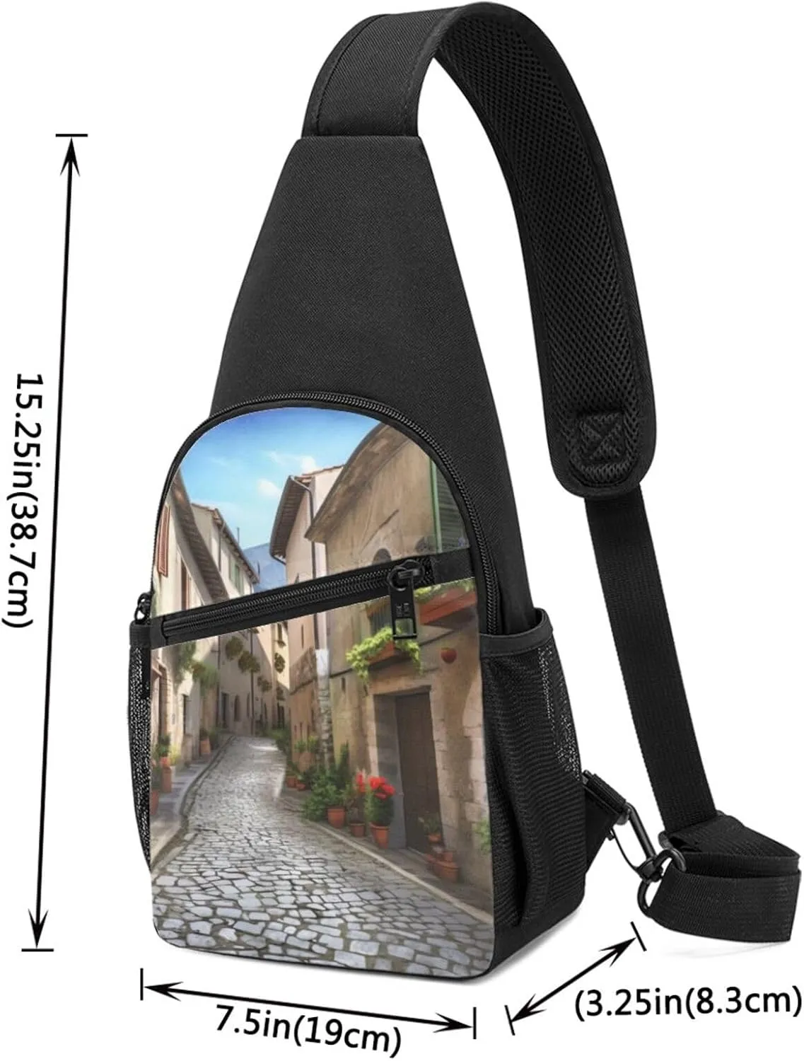 Sling Bag Backpack for Men Women Crossbody Italian Town Street Chest Bag Crossbody Bag for Travel Sport Running