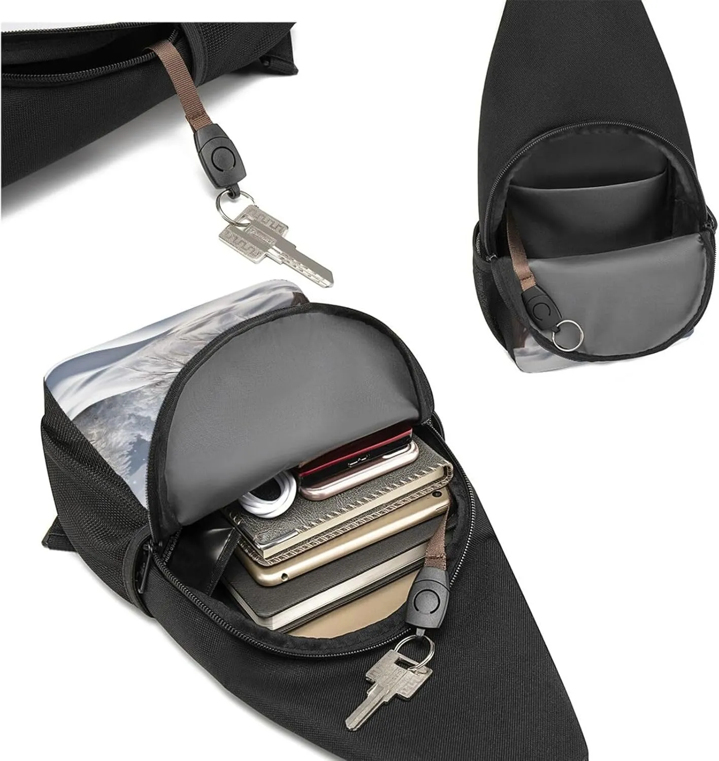 Sling Bag Backpack for Men Women Crossbody Snowflake Pine Tree Chest Bag Crossbody Bag for Travel Sport Running