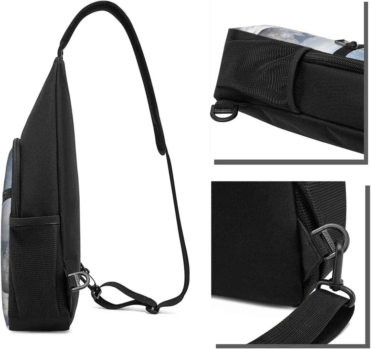 Sling Bag Backpack for Men Women Crossbody Snowflake Pine Tree Chest Bag Crossbody Bag for Travel Sport Running