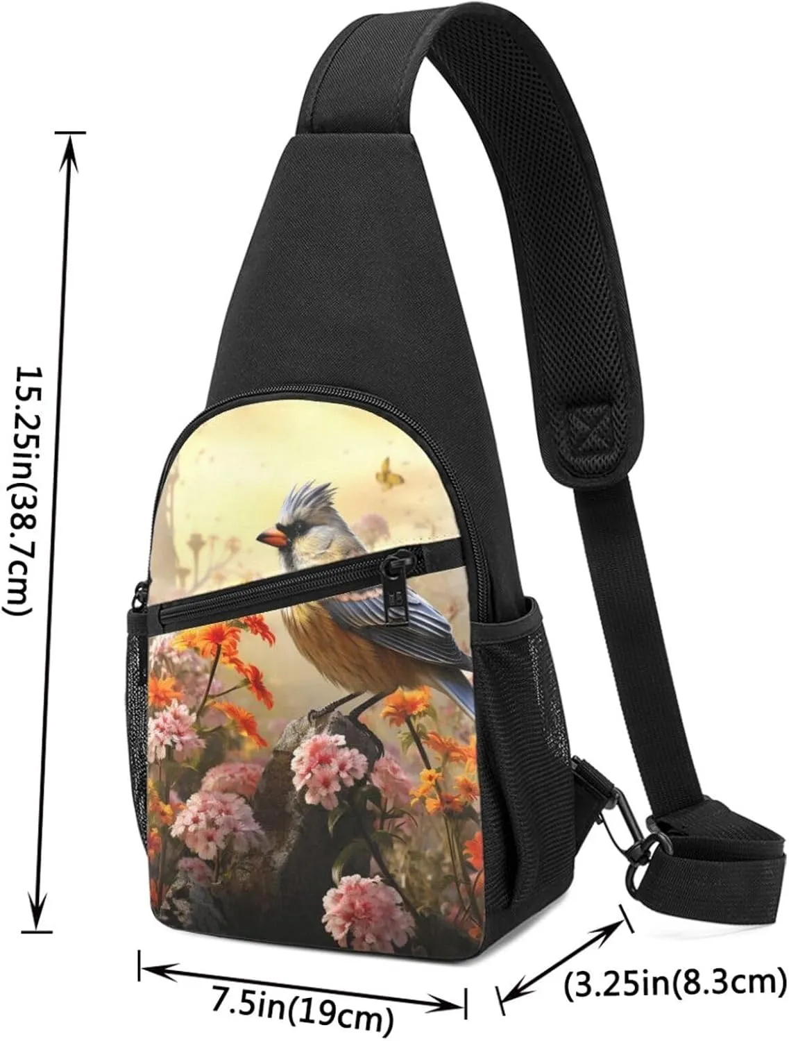 Sling Bag Backpack for Men Women Crossbody Sparrow Birds Sing Chest Bag Crossbody Bag for Travel Sport Running
